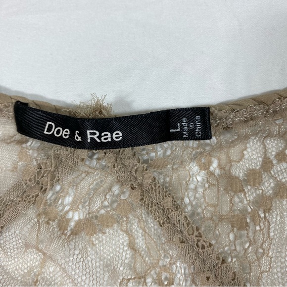Doe & Rae Tank Top woman’s large Boho Lace Blouse High Low Summer Flowy Sheer - Picture 2 of 13